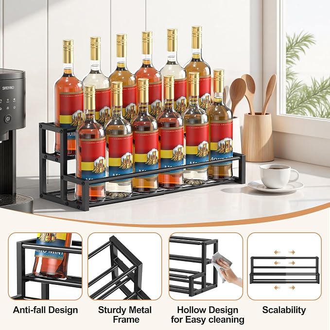 Expandable Coffee Syrup Organizer, Heavy Duty Syrup Rack Enlarged 6-12 Bottles - Image 4