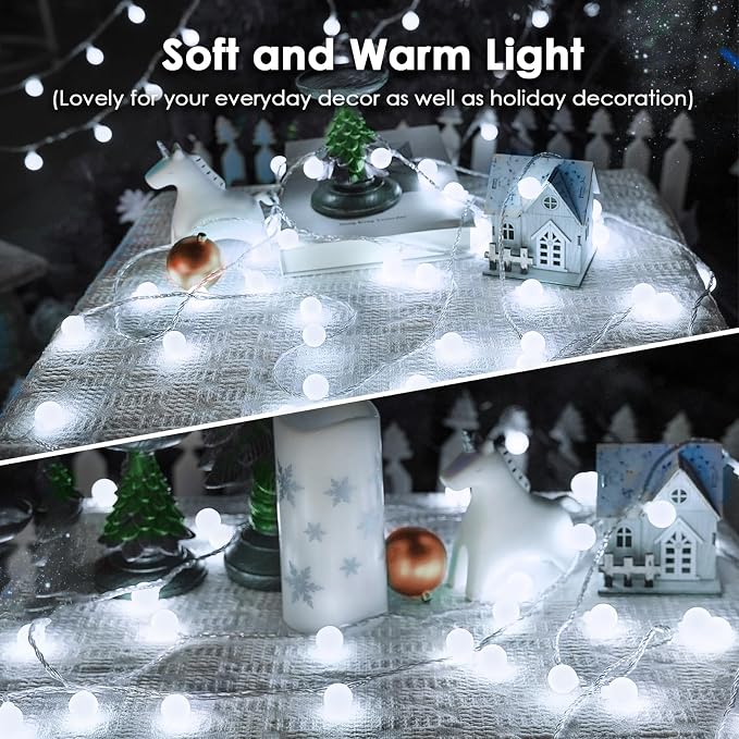 100LED Connectable Classroom String Lights Indoor Outdoor, 43ft White Globe - Image 5