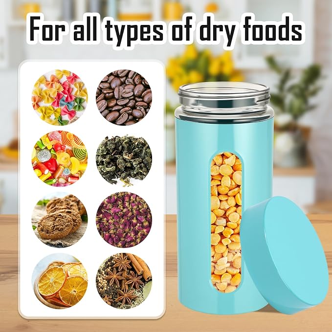 Patelai 6 Pack Kitchen Canisters Set Airtight Stainless Steel Canister Food - Image 7