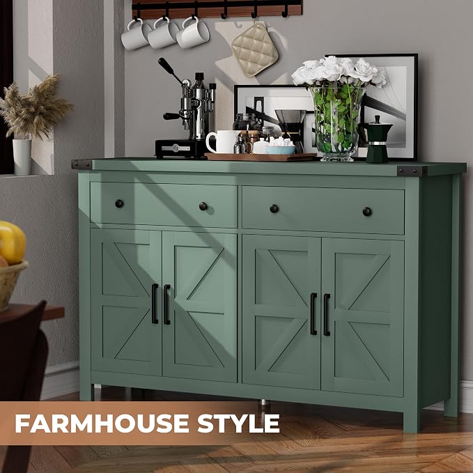 VVFLU Buffet Cabinet with Storage Farmhouse with 4 Doors and 2 Drawers - Image 4