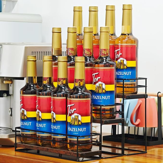12 Bottle Coffee Syrup Organizer Rack, 3 Tier Coffee Syrup Bottle Stand Holder - Image 2