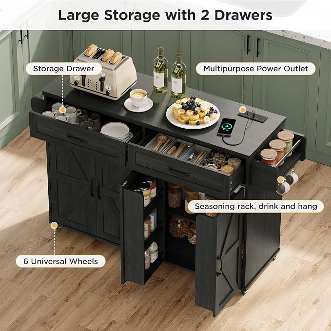 Mobile Kitchen Island, Kitchen Island Cart - Image 6