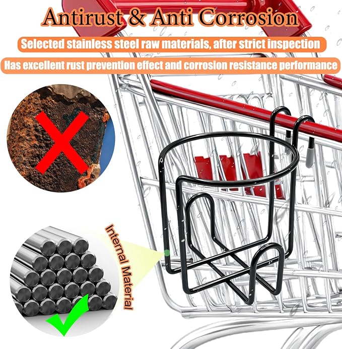 2 Pcs Updated Shopping Cart Cup Holders, Reusable Anti-Spill Hanging Drink - Image 4