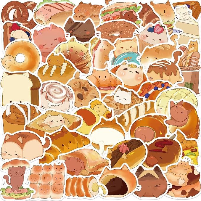 50PCS Kawaii Stickers Animal Food Word Cute Vinyl Sticker Decals Waterproof by Unknown
