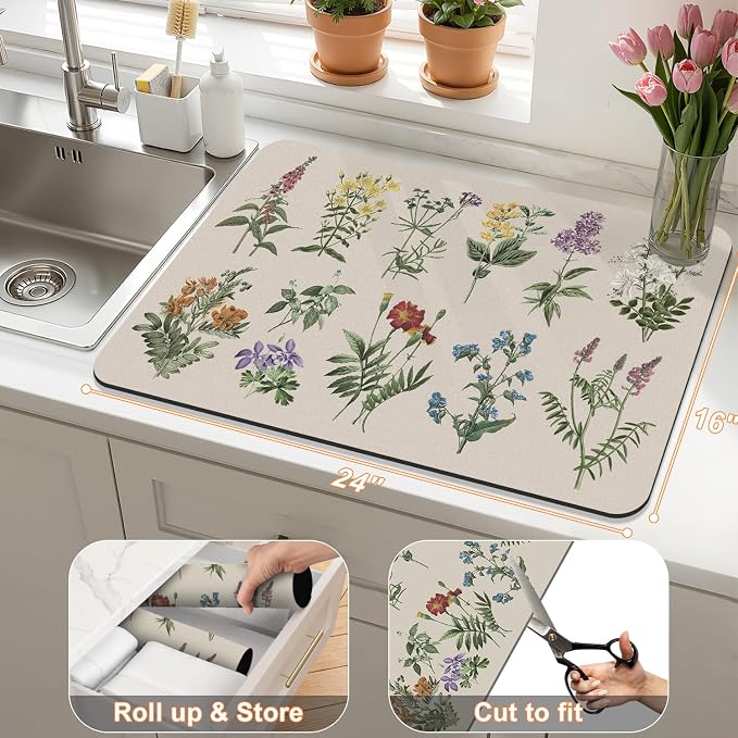 LOKHOM Dish Drying Mat for Kitchen Counter, Dish Drainer Rack Mat for Kitchen - Image 2