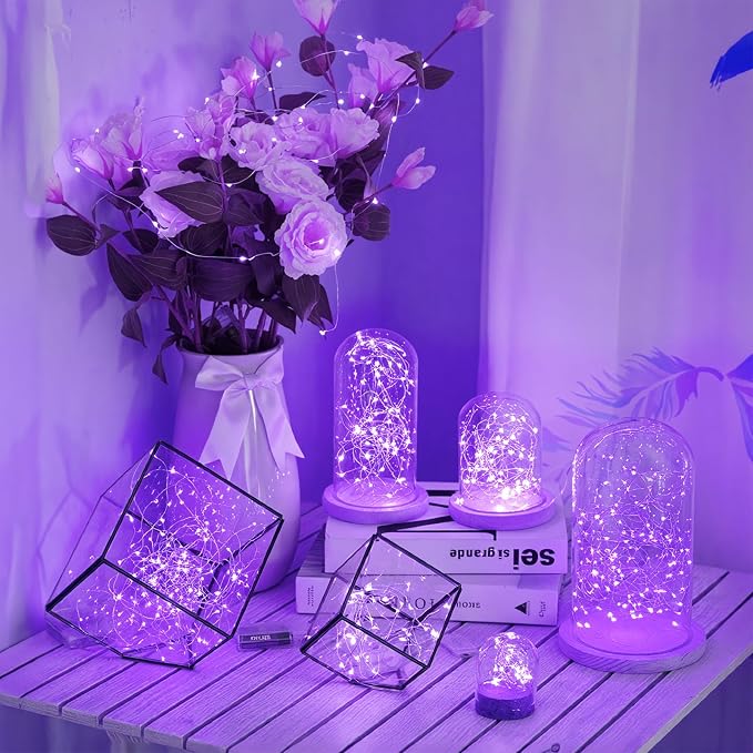 Lakumu 16FT Purple Fairy Lights, Rechargeable Battery Operated String Lights - Image 7