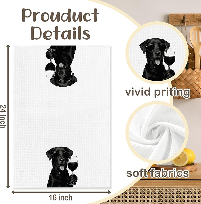 Funny Labrador Kitchen Towels Set of 2, Dog Kitchen Bar Accessories, Dog Chef - Image 6