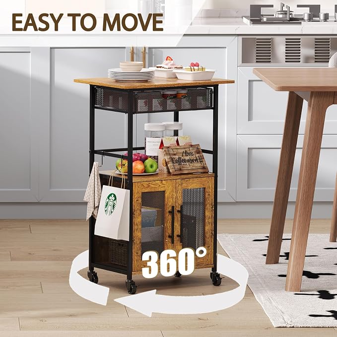 3 Tier Slim Rolling Coffee Cart - Image 5