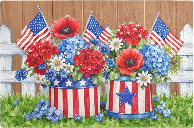 American Flag 4th of July Dish Drying Mat Absorbent Silicone Dry Pad by Bzocm