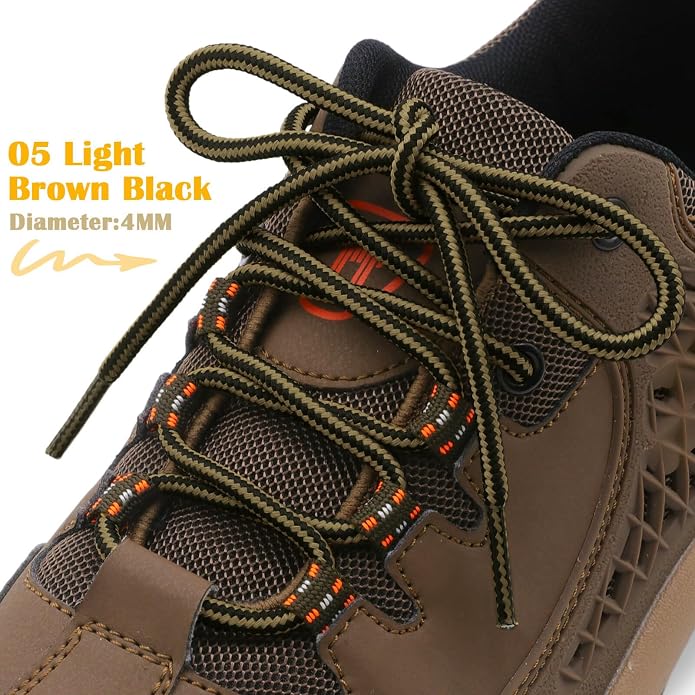 DELELE 2 Pair Round Boot Laces Outdoor Hiking Walking Shoelaces Dual Coloured - Image 2
