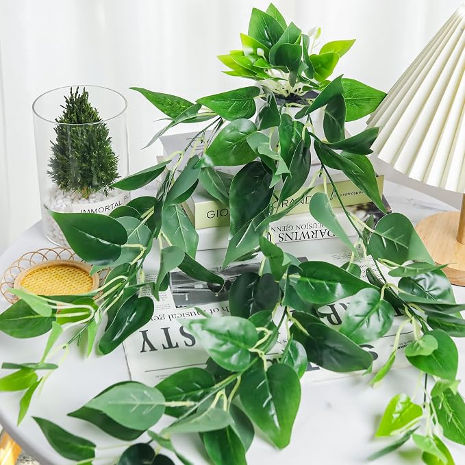 Der Rose 4 Pack Fake Plants Hanging Faux Potted Ivy Vine Artificial Mandala - Image 8