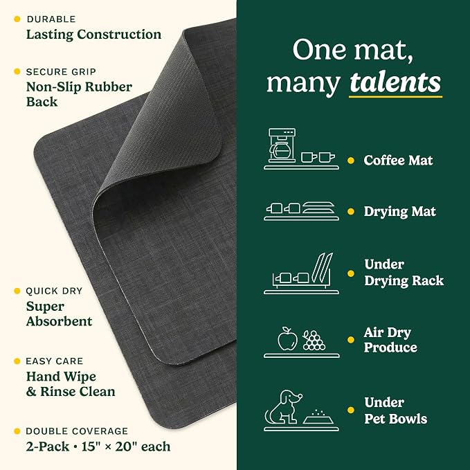 Cuisinart Coffee Mat for Countertop–Quick-Dry Absorbent Coffee Bar Mat for - Image 3