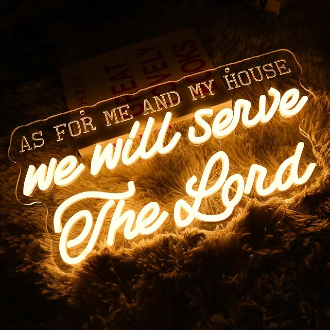 Christian Neon Sign for Wall Decor Dimmable As for Me And My House We Will - Image 5