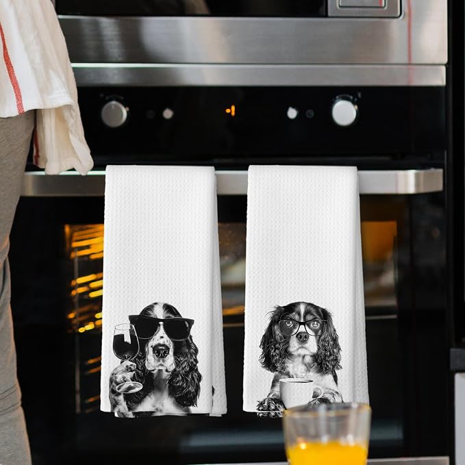 Funny Springer Spaniel Kitchen Towels Set of 2, Funny Dog Kitchen Accessories - Image 2