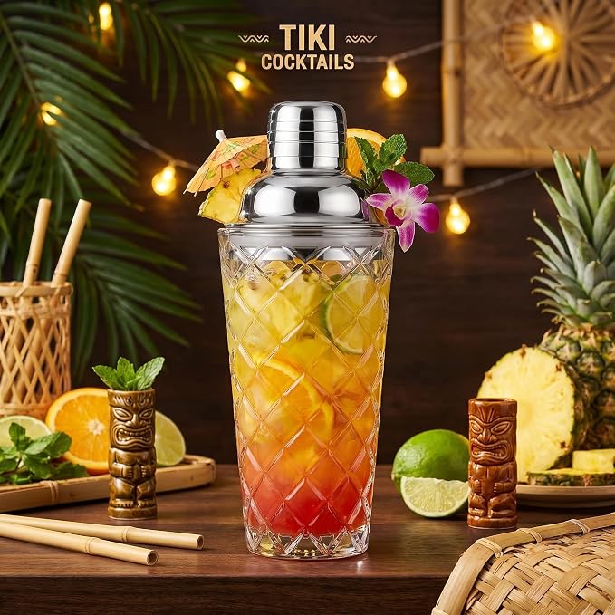 15oz Diamond-Cut Crystal Cocktail Shaker Clear Glass - Image 3