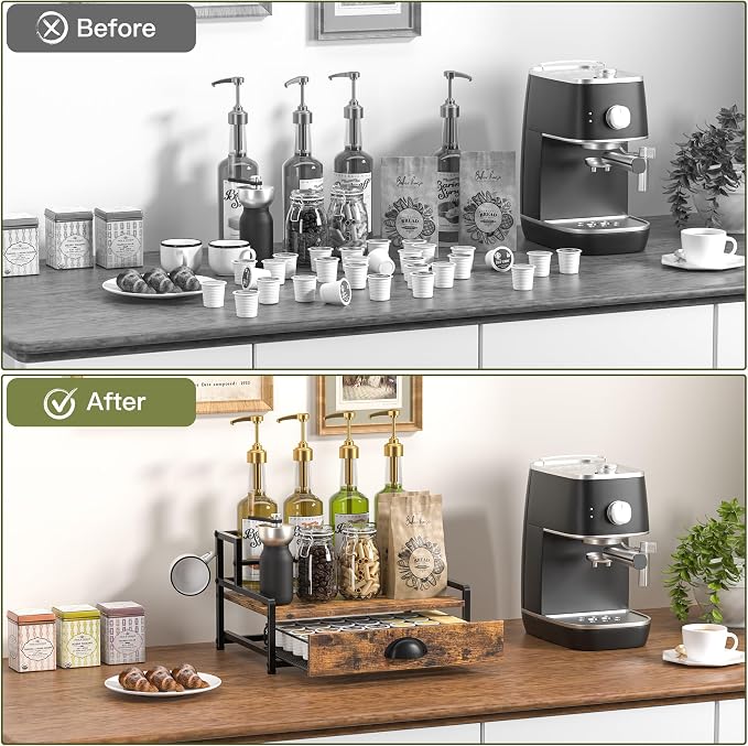Coffee Syrup Rack Organizer, 2 Tier Countertop Storage Shelves - Image 9