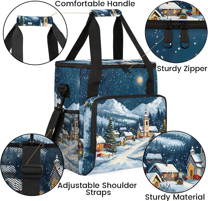 Christmas Winter Landscape Coffee Maker Carring Bag, Large Insulated Storage - Image 6