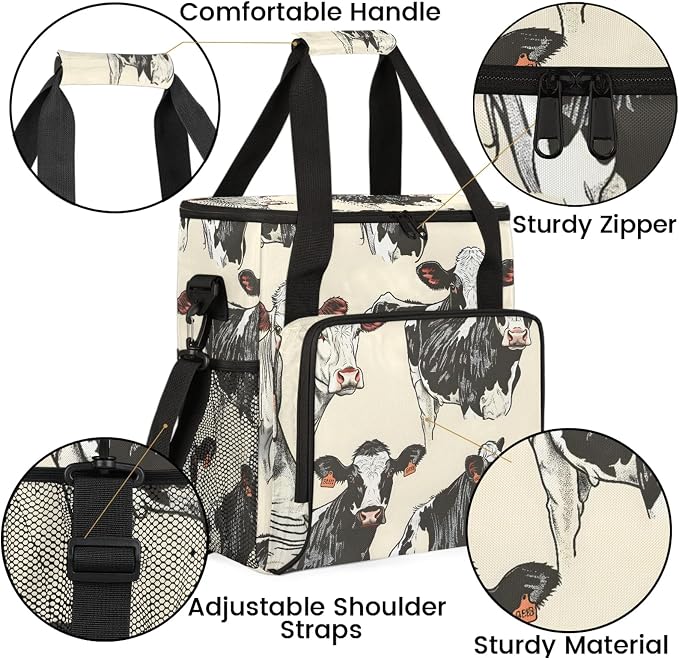 Cow Animals Coffee Maker Carring Bag, Large Insulated Storage Organizer Case - Image 6