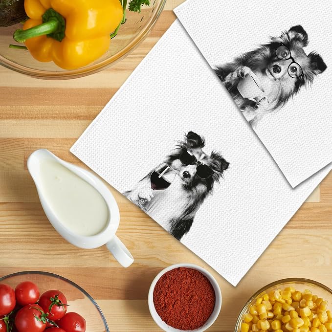 Funny Chef Shetland Sheepdog Kitchen Towels Set of 2, Shetland Sheepdog Dog - Image 5