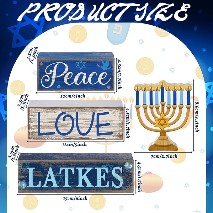 Lineshading 4 Pcs Hanukkah Decorations - Image 3