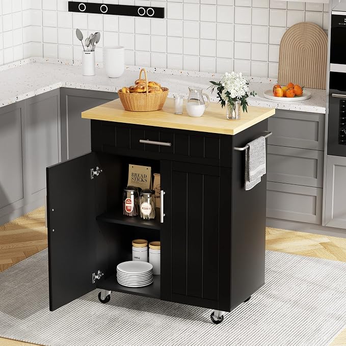 JY QAQA 26" Kitchen Island Cart on Wheels, Mobile Kitchen Storage Cabinet - Image 9