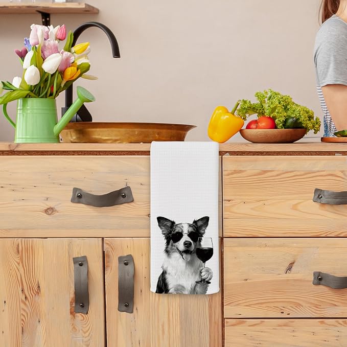 Funny Australian Shepherd Wine Kitchen Towels, Gifts - Image 4
