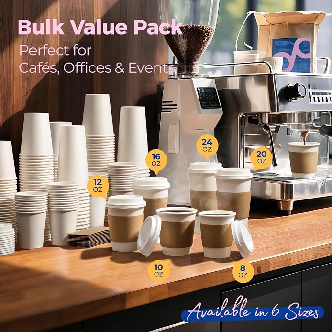 Fit Meal Prep 50 Pack 8 oz Disposable Coffee Cups - Image 7