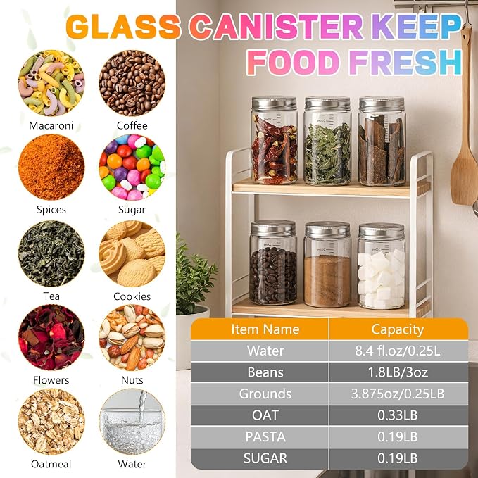 8 oz Small Glass Coffee Jars Spice Jar Round Storage Canister - Image 3