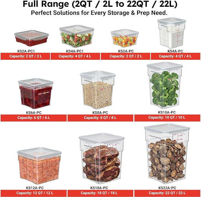 2 Pack 2 QT Commercial Airtight Food Storage Containers, Stackable Food Prep - Image 6