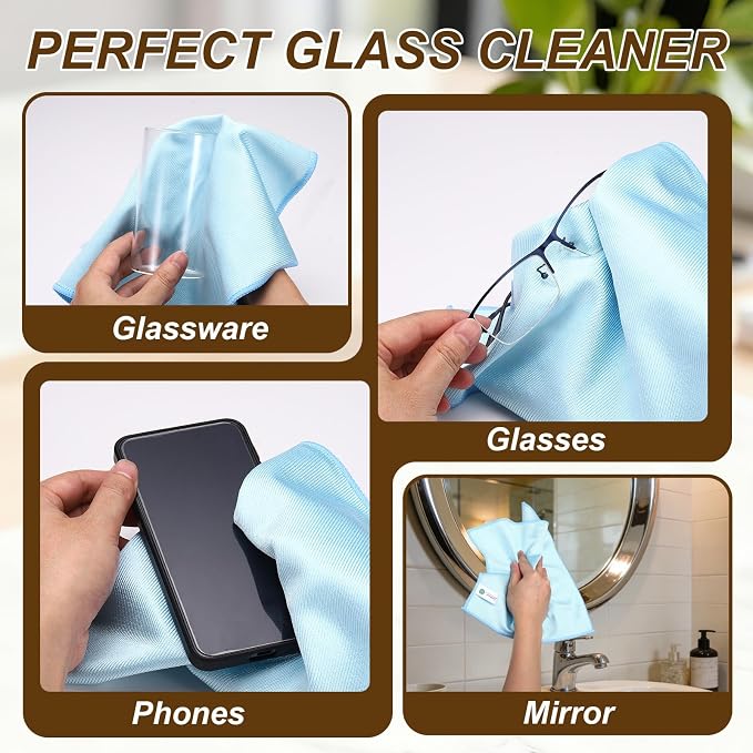 uxcell 2Pcs Glass Polishing Cloth, 11.8x11.8 Microfiber Cleaning Cloths Lint & - Image 6