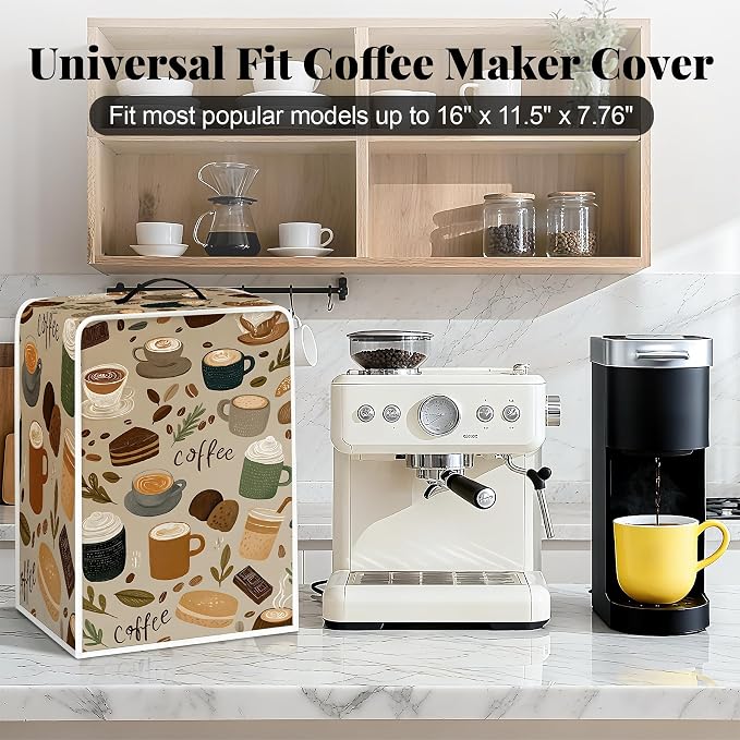 BVBOX Coffee Maker Cover, Durable Dustproof Lightweight Polyester Cotton Blend - Image 3