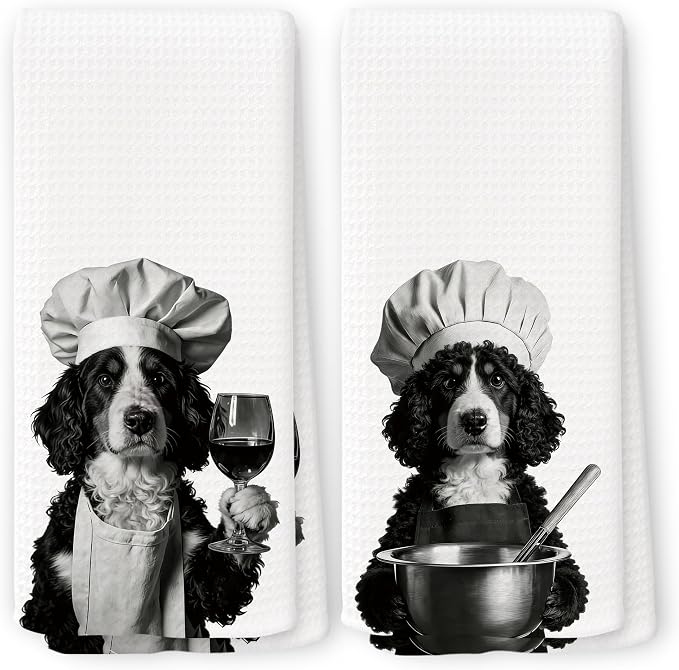 Funny Chef Bernedoodle Kitchen Towels Set of 2, Bernedoodle Dog Gifts by Unknown