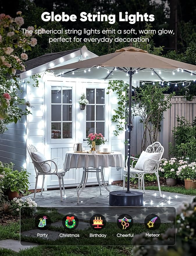 Minetom 33 Feet 100 Led Globe Ball String Lights, Fairy String Lights Plug in - Image 3