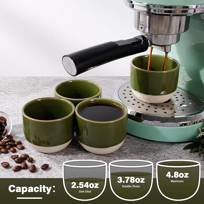 Ceramic Espresso Cups Set, Espresso Coffee Mugs, Special Glazed Demitasse Cups - Image 3