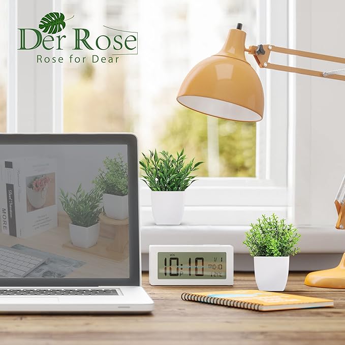 Der Rose 2 Pack Fake Plants Mini Artificial Greenery Potted Plants - Image 5
