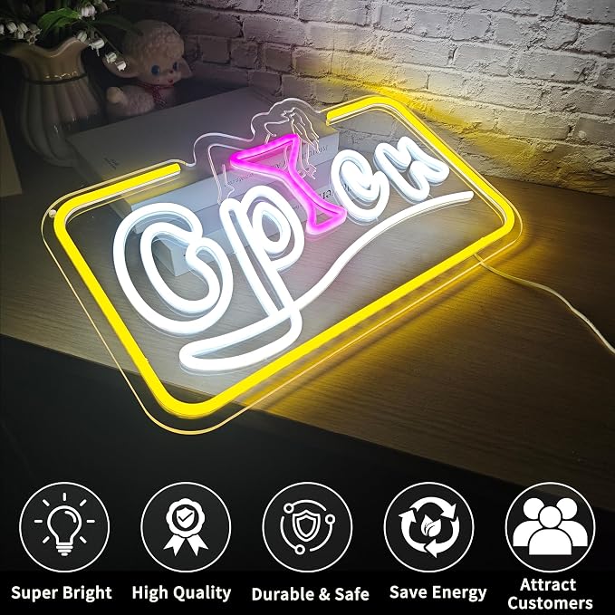 Led Neon Open Signs for Business Window Wall Door, USB Powered, Dimmable - Image 4