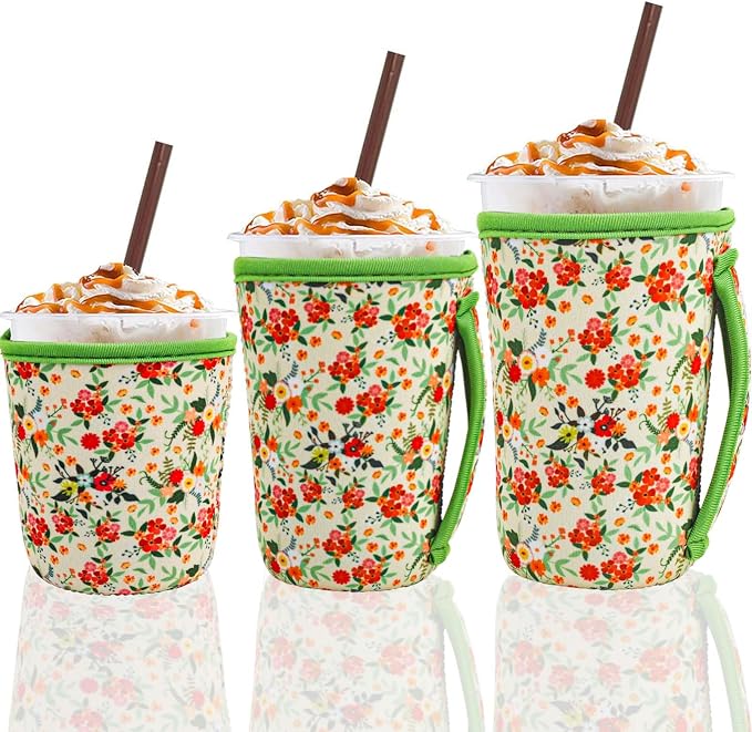 3Pk Reusable Coffee Sleeves, Fits 16-32oz Hot/Cold Drink | iced coffee sleeve by LLTDMEST