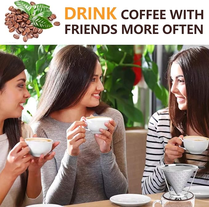 Pour Over Coffee Dripper, Reusable Stainless Pour Over Coffee Maker for - Image 6