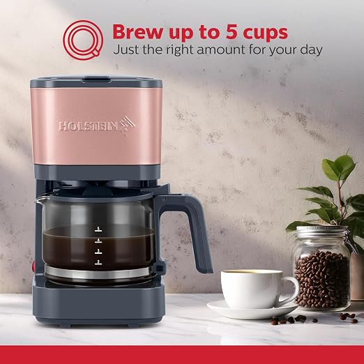 Holstein Housewares 5 Cup Coffee Maker – Compact Drip Coffee Machine - Image 2