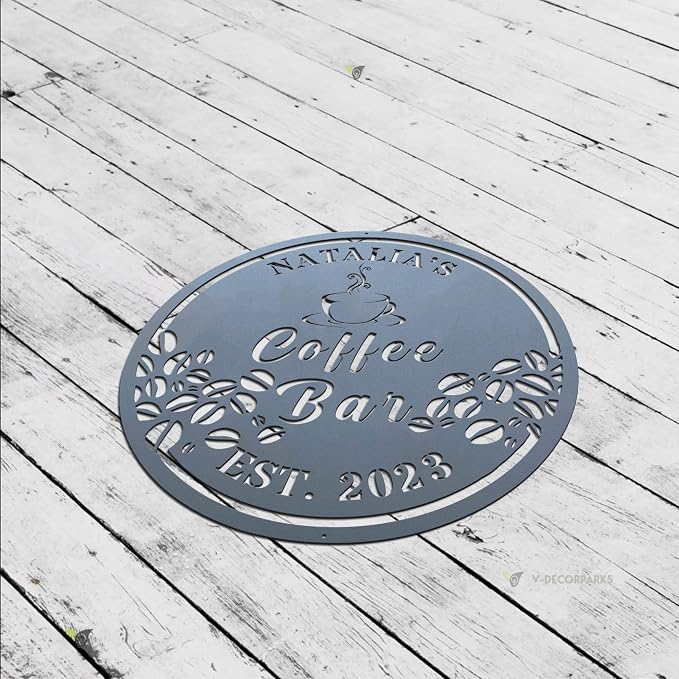 Coffee Bar Metal Wall Art LED Lights, Coffee Lover LED Custom Name Sign - Image 6