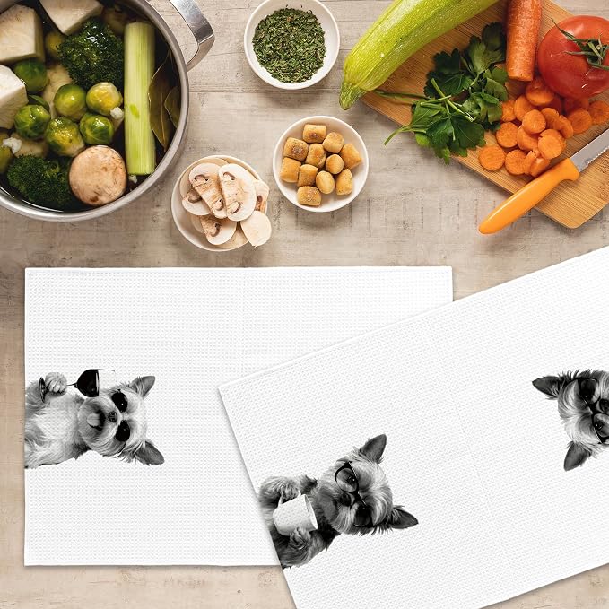 Funny Yorkshire Terrier Kitchen Towels Set of 2, Funny Dog Kitchen Accessories - Image 5