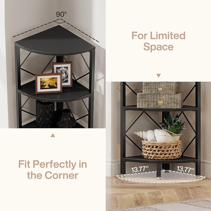 Tribesigns 7-Tier Corner Shelf, 78.7” Extra Tall Corner Bookcase, Industrial - Image 6