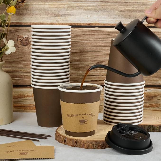 LITOPAK 100 Pack 10 oz Paper Coffee Cups - Image 3