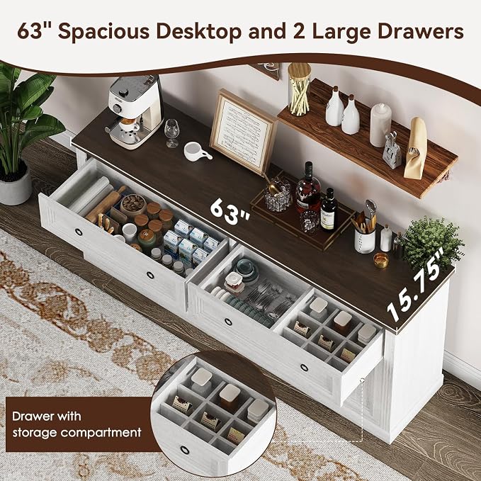 63'' Sideboard Buffet Cabinet - Image 5