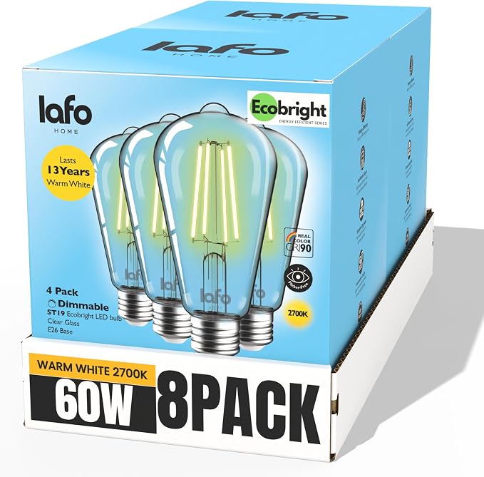 EcoBright ST19 ST64 LED Edison Bulbs Dimmable Filament Lights 60W Equivalent 9W - Image 2