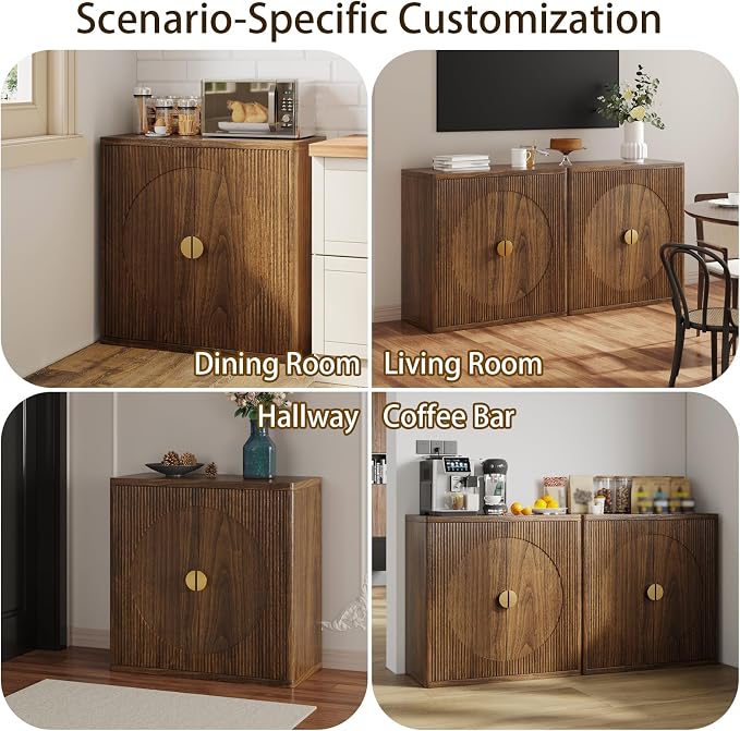 Modern Kitchen Sideboard with Storage, 31.5" Buffet Cabinet with 3 Adjustable - Image 8