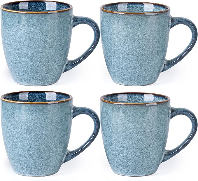 GBHOME Ceramic Coffee Mugs Set of 4, 12oz Stoneware Coffee Mugs Set by GBhome