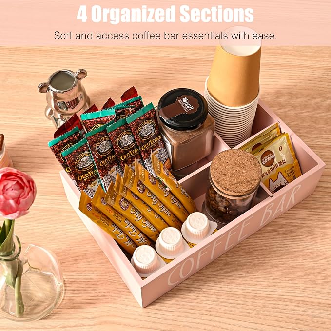 STORAGENIE Wooden Coffee Station Organizer – Removable Dividers, Storage - Image 4