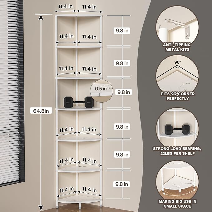 7 Tier Corner Shelf Stand Kitchen Organizer - Image 6