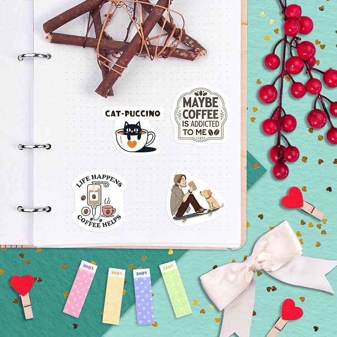 100Pcs Funny Coffee Stickers for Cups, Water Bottles & Scrapbook - Image 8
